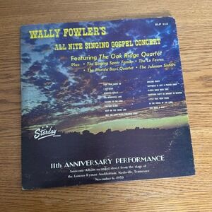 Wally Fowler All Nite Singing Gospel Concert Starday Records Vinyl LP 1959